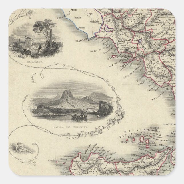 Adesivo Quadrado Itália meridional 3 (Frente)