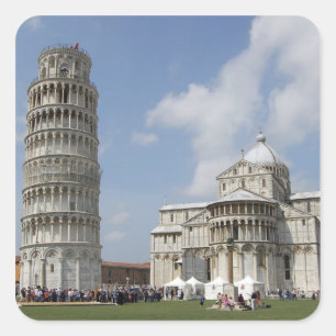 Adesivo Quadrado Itália, Pisa. Torre de Pisa e