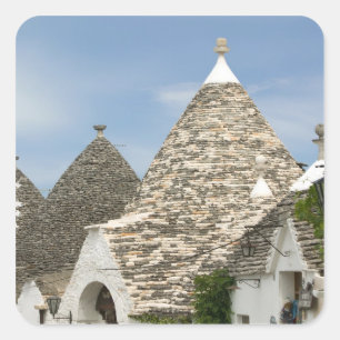 Adesivo Quadrado Itália, Puglia, Alberobello, Terra dei Trulli,