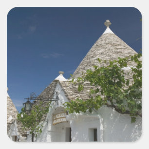 Adesivo Quadrado Itália, Puglia, Alberobello, Terra dei Trulli, 2