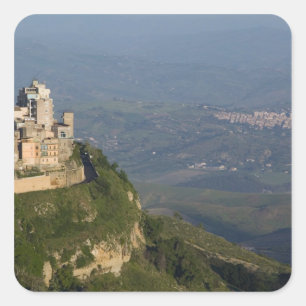 Adesivo Quadrado Itália, Sicília, Enna, Cidade de Rocca di