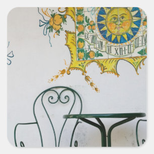 Adesivo Quadrado ITÁLIA, Sicília, TAORMINA: Bam, Detalhes do Café d