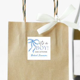 Adesivo Quadrado It's a Boy Blue ribbon