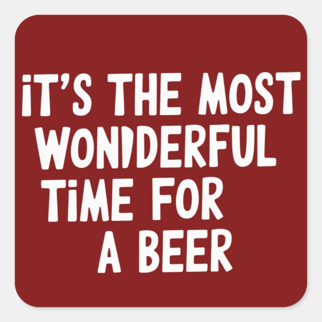 Adesivo Quadrado It's The Most Wonderful Time For A Beer Christmas (Frente)