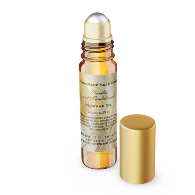 Adesivo Quadrado Ivory Marble and Faux Gold Perfume Roller Bottle (Criador carregado)
