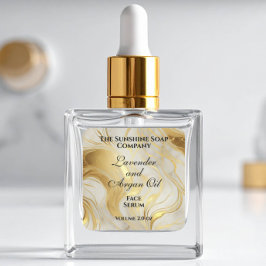 Adesivo Quadrado Ivory marble and gold foil dropper bottle label