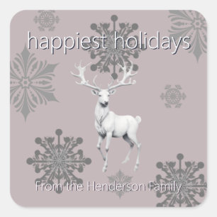 Adesivo Quadrado Ivory Reindeer Christmas   Cor de Rosa