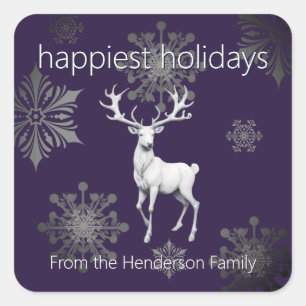 Adesivo Quadrado Ivory Reindeer Christmas   Roxa