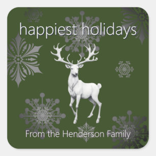 Adesivo Quadrado Ivory Reindeer Christmas Verde