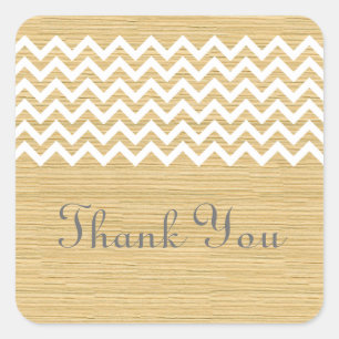 Adesivo Quadrado Ivory Rustic Chevron Obrigado Stickers