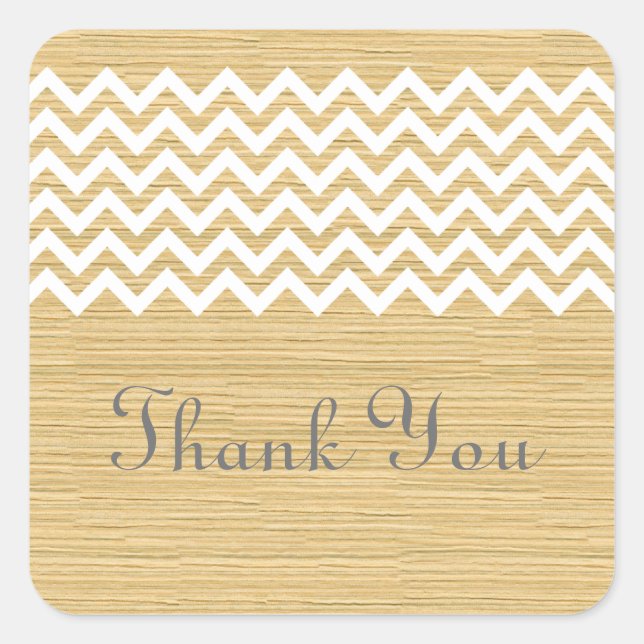 Adesivo Quadrado Ivory Rustic Chevron Obrigado Stickers (Frente)