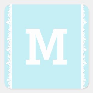 Adesivo Quadrado Ivory Snowflake Frame Holiday Monograma