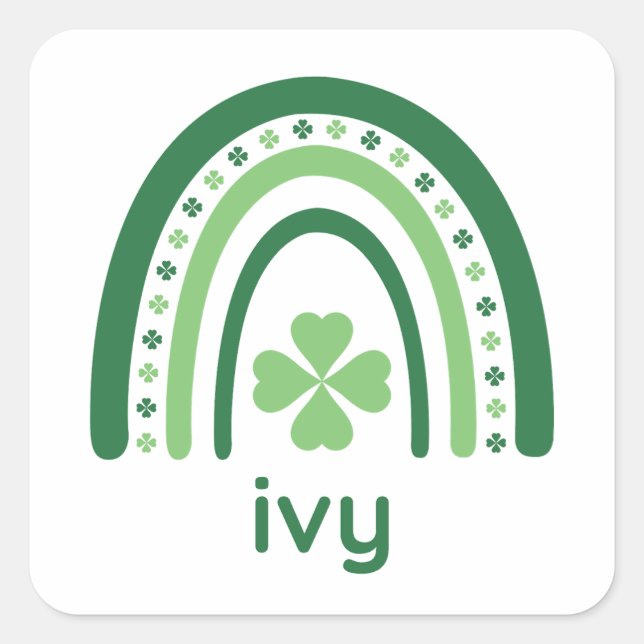 Adesivo Quadrado ivy Name Clover Boho Rainbow (Frente)