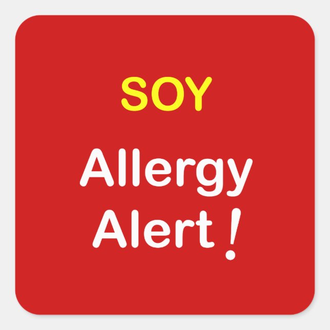 Adesivo Quadrado j4 - Alerta de alergia - SOY. (Frente)