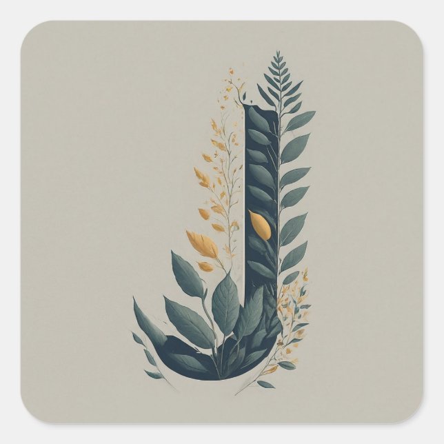 Adesivo Quadrado J Monograma Botânico (Frente)