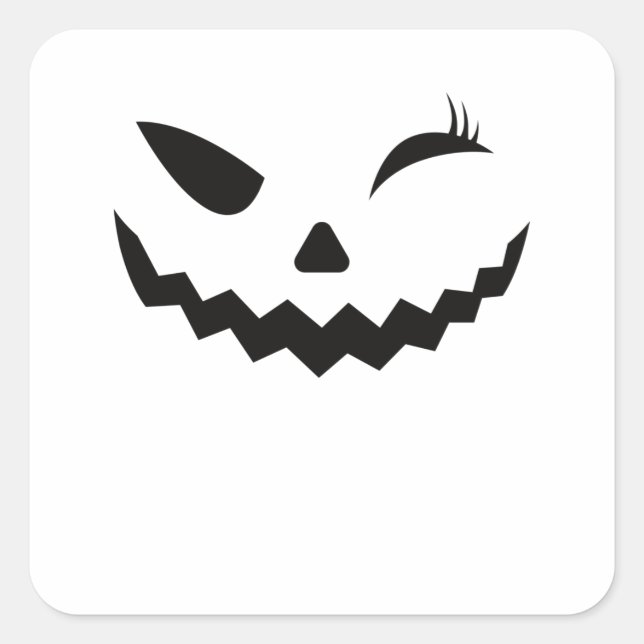 Adesivo Quadrado Jack O Lantern Halloween Pumpkin Face Winking (Frente)