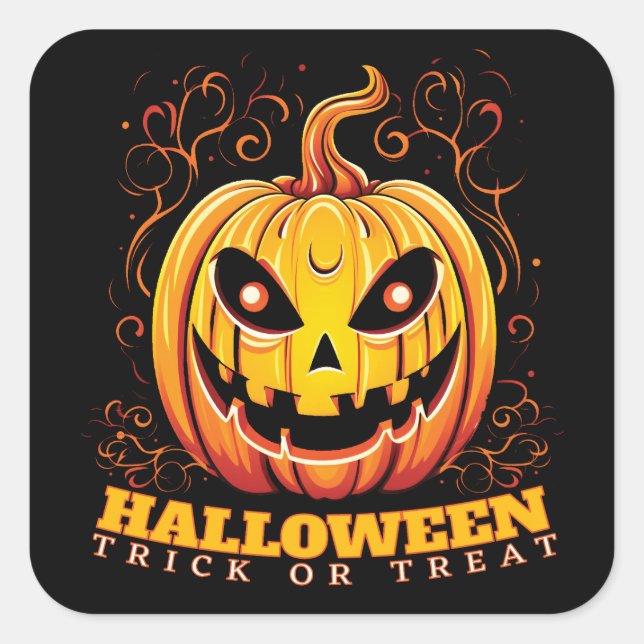 Adesivo Quadrado Jack-O-Lantern Halloween Pumpkin poster (Frente)