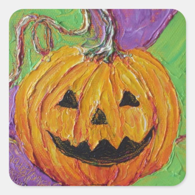 Adesivo Quadrado Jack-O-Lantern Halloween Sticker (Frente)