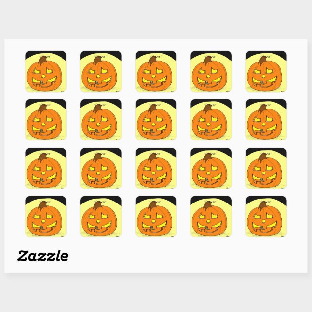Adesivo Quadrado Jack o' Lantern Stickers (Folha)