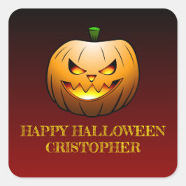 Adesivo Quadrado Jack-o-Lanterna Halloween Pumpkin