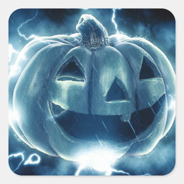 Adesivo Quadrado jack-o-lanterna na chuva (Frente)