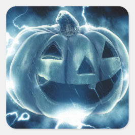 Adesivo Quadrado jack-o-lanterna na chuva