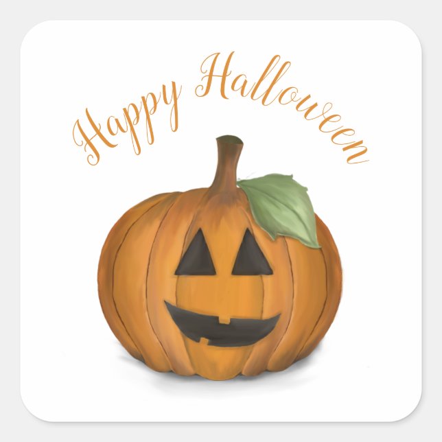 Adesivo Quadrado Jack O Lanterna na Pumpkin Patch Sticker (Frente)