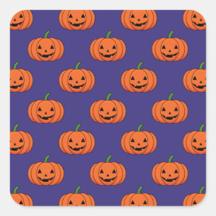 Adesivo Quadrado Jack-O-Lanterna Pumpkin Padrão de Halloween