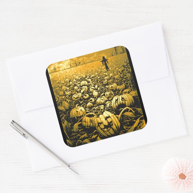 Adesivo Quadrado Jack O'Lantern Graveyard (Envelope)