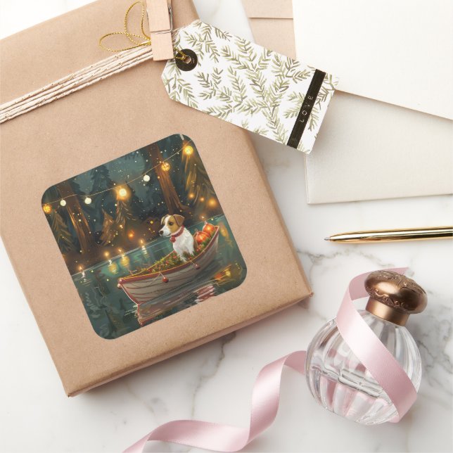 Adesivo Quadrado Jack Russell natalino Voyage festivo (Presentear)