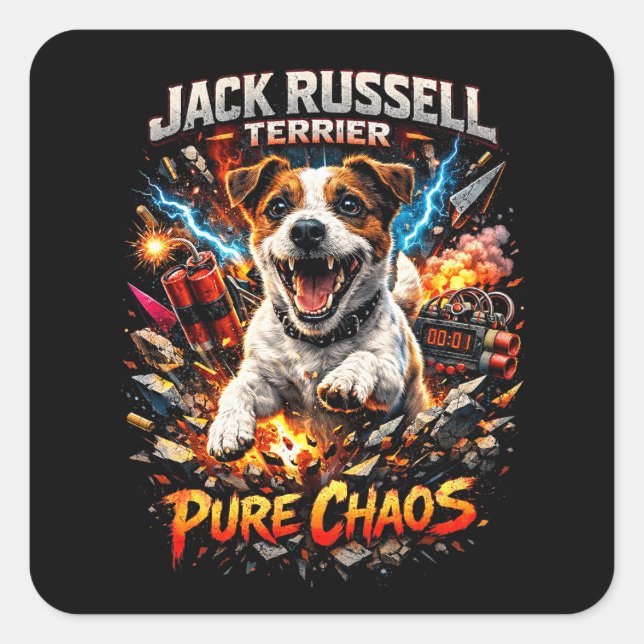 Adesivo Quadrado Jack Russell Terrier (Frente)