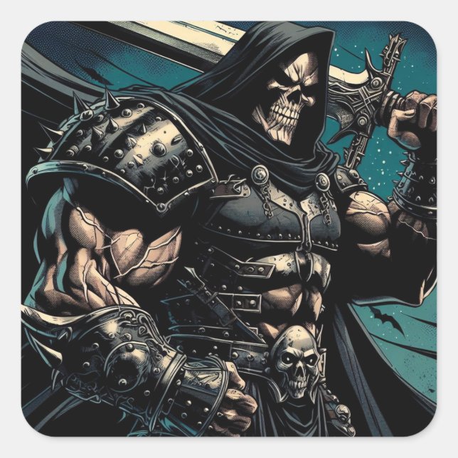 Adesivo Quadrado Jacked Necromcer Warrior (Frente)