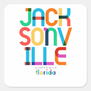 Adesivo Quadrado Jacksonville Flórida Meados do Século, Arte Pop,