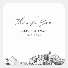 Adesivo Quadrado Jacksonville Wedds Landmarks Favor Obrigado