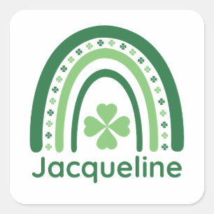 Adesivo Quadrado Jacqueline Nome Clover Boho Rainbow