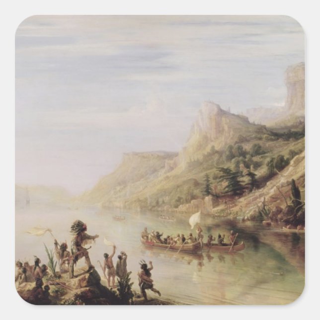 Adesivo Quadrado Jacques Cartier Descobrindo a Rua. Lawrence (Frente)