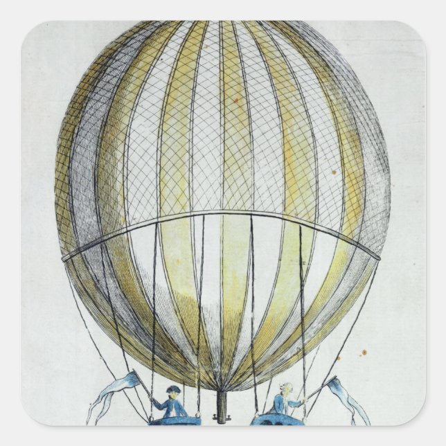 Adesivo Quadrado Jacques Charles e Nicholas Robert's Balloon (Frente)