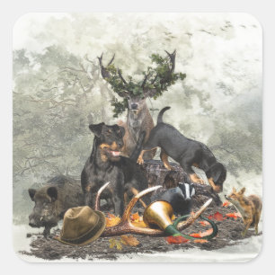 Adesivo Quadrado Jagdterrier, Caça alemã Terrier