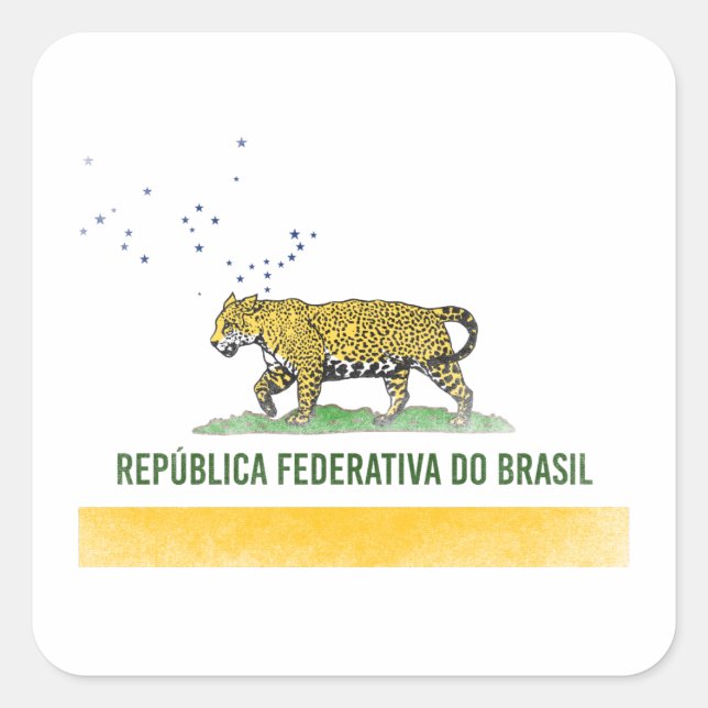 Adesivo Quadrado Jaguar brasileiro - Aliança de bandeira da Califór (Frente)
