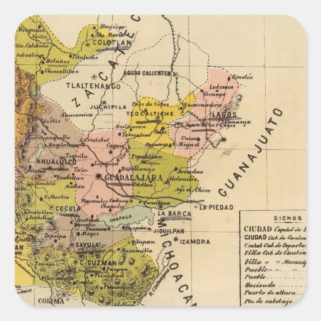 Adesivo Quadrado Jalisco, México (Frente)