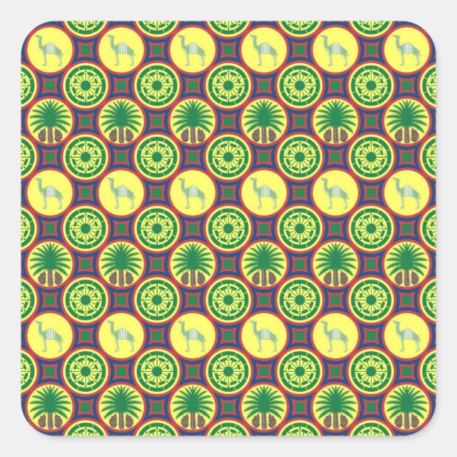 Adesivo Quadrado Jamahiri ® Libya | Africa Pattern  (Frente)