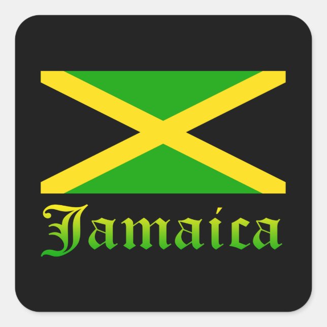 Adesivo Quadrado Jamaica Flag, Black, Green and Yellow (Frente)