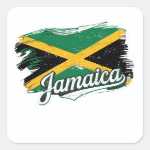 Adesivo Quadrado Jamaica Flag Vacing Vibes Rasta Rastafari