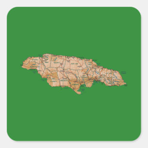 Adesivo Quadrado Jamaica Map Sticker