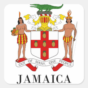 Adesivo Quadrado JAMAICA - símbolo/brasão/bandeira/cores/emblema