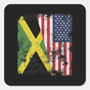 Adesivo Quadrado Jamaica USA Flag - Half American