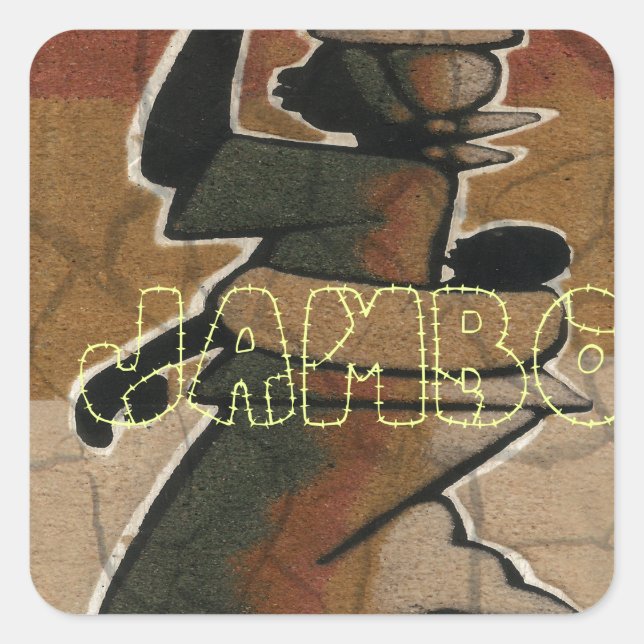 Adesivo Quadrado Jambo Habari Hakuna Matata. (Frente)