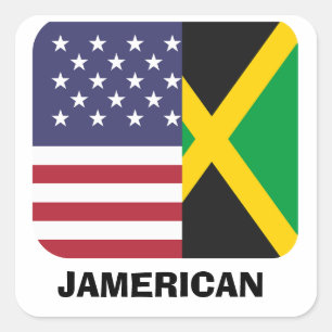 Adesivo Quadrado Jamerican , bandeira jamaicana americana , 4 de ju