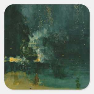 Adesivo Quadrado James Whistler - Noite em preto e Dourado