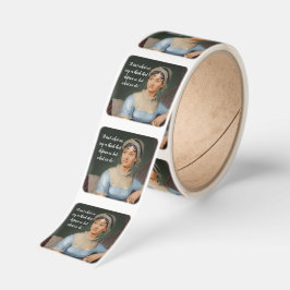 Adesivo Quadrado Jane Austen portrait and quote